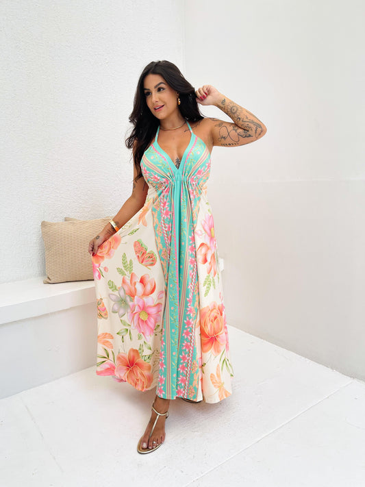 Vestido Bela Longo Pétalas Encantadas